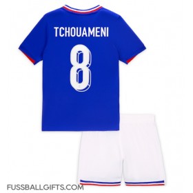 Frankreich Aurelien Tchouameni #8 Fußballbekleidung Heimtrikot Kinder EM 2024 Kurzarm (+ kurze hosen)